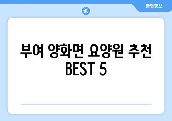 충청남도 부여군 양화면 요양원 추천 BEST 안내 반드시 알아야 할 꿀팁 정보