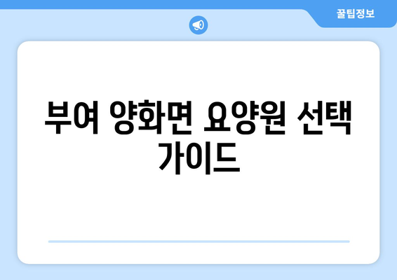 충청남도 부여군 양화면 요양원 추천 BEST 안내 반드시 알아야 할 꿀팁 정보