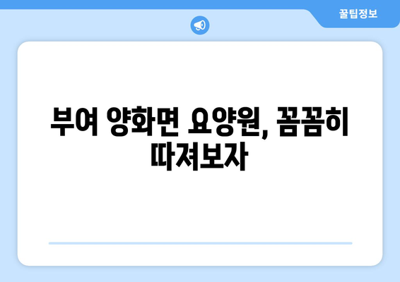 충청남도 부여군 양화면 요양원 추천 BEST 안내 반드시 알아야 할 꿀팁 정보