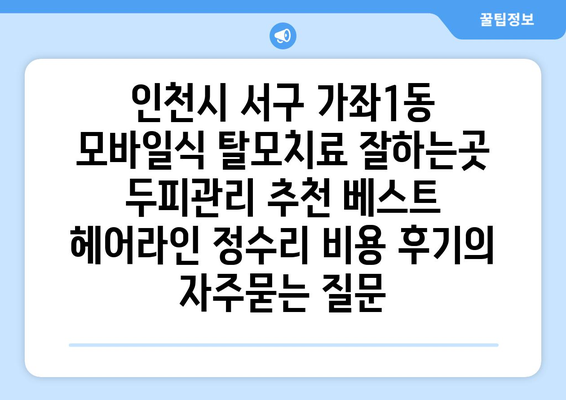 인천시 서구 가좌1동 모바일식 탈모치료 잘하는곳 두피관리 추천 베스트 헤어라인 정수리 비용 후기