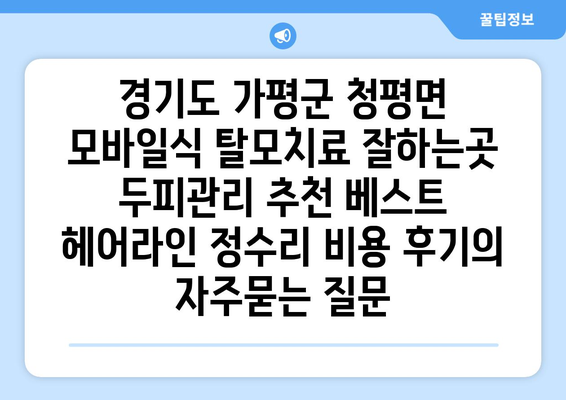 경기도 가평군 청평면 모바일식 탈모치료 잘하는곳 두피관리 추천 베스트 헤어라인 정수리 비용 후기