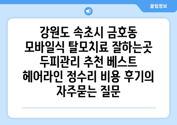 강원도 속초시 금호동 모바일식 탈모치료 잘하는곳 두피관리 추천 베스트 헤어라인 정수리 비용 후기