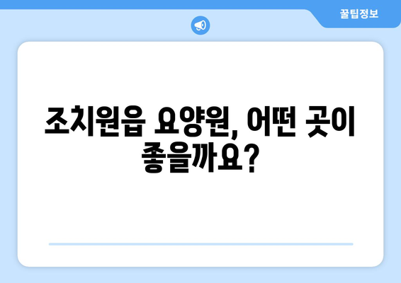 세종시 세종특별자치시 조치원읍 요양원 추천 BEST 안내 반드시 알아야 할 꿀팁 정보