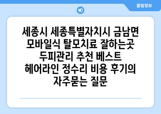 세종시 세종특별자치시 금남면 모바일식 탈모치료 잘하는곳 두피관리 추천 베스트 헤어라인 정수리 비용 후기