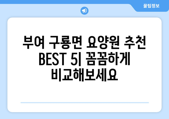 충청남도 부여군 구룡면 요양원 추천 BEST 안내 반드시 알아야 할 꿀팁 정보