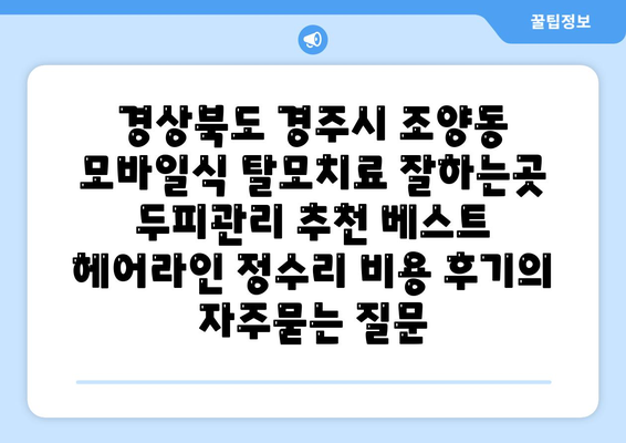 경상북도 경주시 조양동 모바일식 탈모치료 잘하는곳 두피관리 추천 베스트 헤어라인 정수리 비용 후기