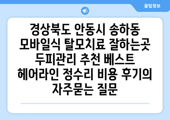 경상북도 안동시 송하동 모바일식 탈모치료 잘하는곳 두피관리 추천 베스트 헤어라인 정수리 비용 후기