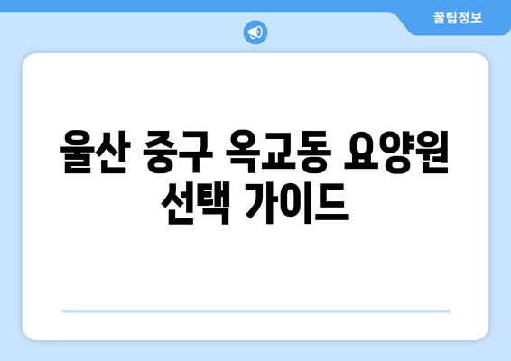 울산시 중구 옥교동 요양원 추천 BEST 안내 반드시 알아야 할 꿀팁 정보