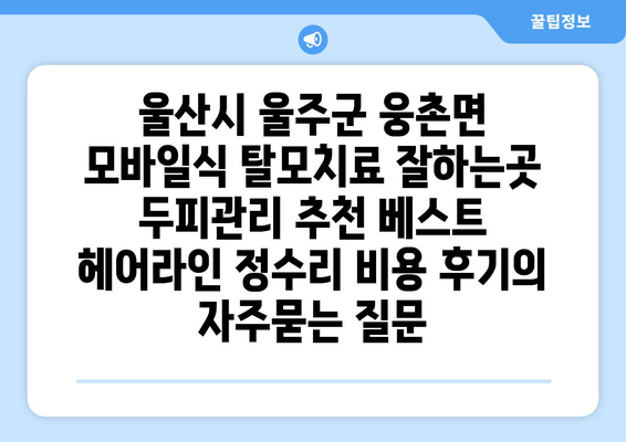 울산시 울주군 웅촌면 모바일식 탈모치료 잘하는곳 두피관리 추천 베스트 헤어라인 정수리 비용 후기