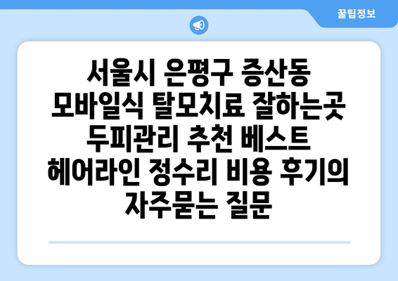 서울시 은평구 증산동 모바일식 탈모치료 잘하는곳 두피관리 추천 베스트 헤어라인 정수리 비용 후기