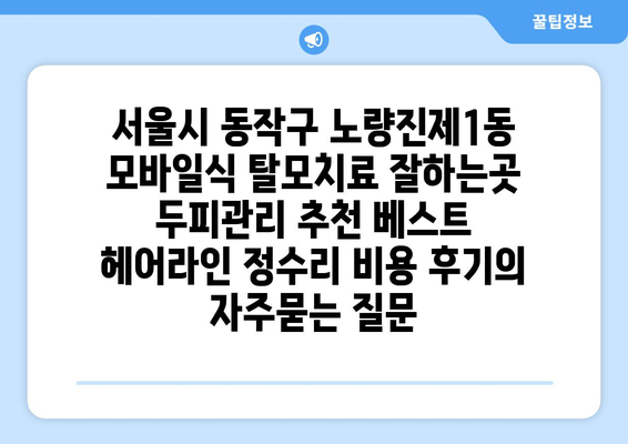 서울시 동작구 노량진제1동 모바일식 탈모치료 잘하는곳 두피관리 추천 베스트 헤어라인 정수리 비용 후기
