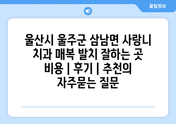 울산시 울주군 삼남면 사랑니 치과 매복 발치 잘하는 곳 비용 | 후기 | 추천