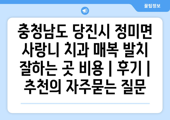 충청남도 당진시 정미면 사랑니 치과 매복 발치 잘하는 곳 비용 | 후기 | 추천