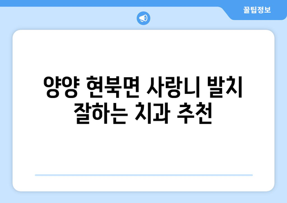 강원도 양양군 현북면 사랑니 치과 매복 발치 잘하는 곳 비용 | 후기 | 추천