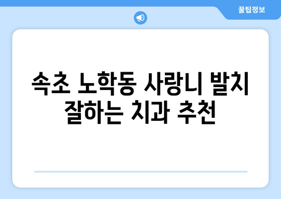 강원도 속초시 노학동 사랑니 치과 매복 발치 잘하는 곳 비용 | 후기 | 추천