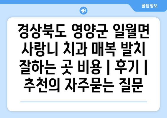 경상북도 영양군 일월면 사랑니 치과 매복 발치 잘하는 곳 비용 | 후기 | 추천