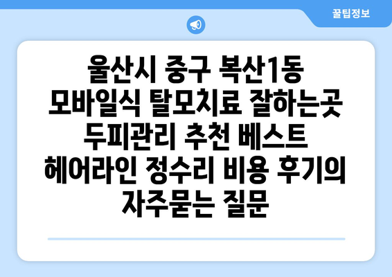 울산시 중구 복산1동 모바일식 탈모치료 잘하는곳 두피관리 추천 베스트 헤어라인 정수리 비용 후기
