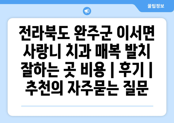 전라북도 완주군 이서면 사랑니 치과 매복 발치 잘하는 곳 비용 | 후기 | 추천