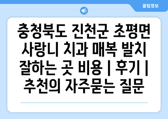 충청북도 진천군 초평면 사랑니 치과 매복 발치 잘하는 곳 비용 | 후기 | 추천
