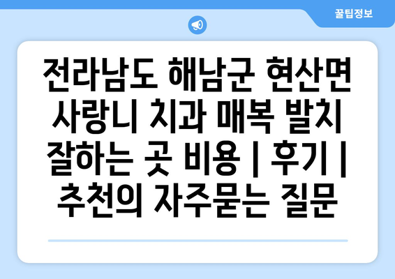 전라남도 해남군 현산면 사랑니 치과 매복 발치 잘하는 곳 비용 | 후기 | 추천