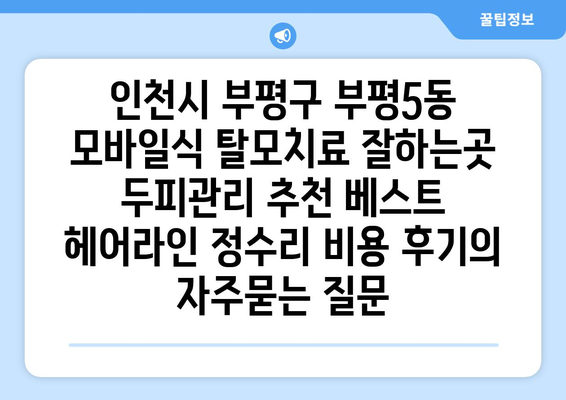 인천시 부평구 부평5동 모바일식 탈모치료 잘하는곳 두피관리 추천 베스트 헤어라인 정수리 비용 후기