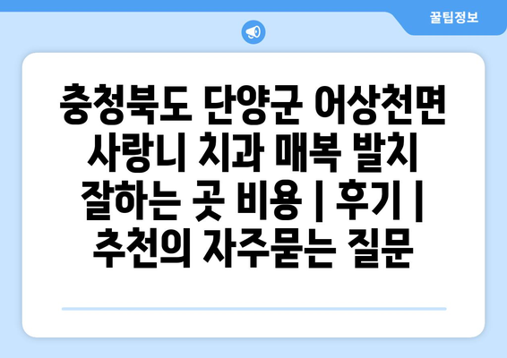 충청북도 단양군 어상천면 사랑니 치과 매복 발치 잘하는 곳 비용 | 후기 | 추천