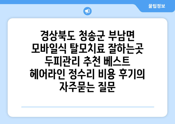 경상북도 청송군 부남면 모바일식 탈모치료 잘하는곳 두피관리 추천 베스트 헤어라인 정수리 비용 후기