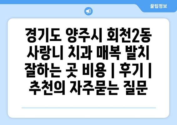 경기도 양주시 회천2동 사랑니 치과 매복 발치 잘하는 곳 비용 | 후기 | 추천